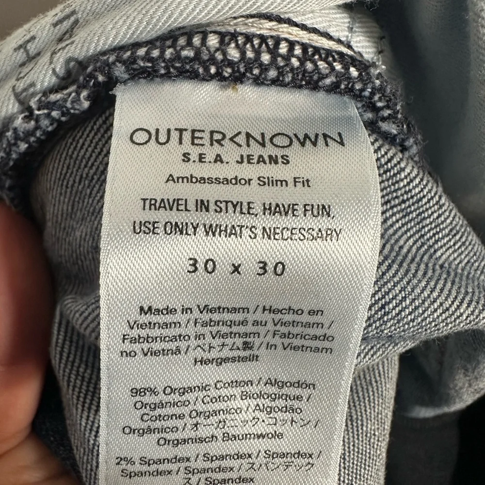 Outerknown S.E.A Jeans Ambassador Slim Fit‎ Organic Cotton Mens Jeans Size 30